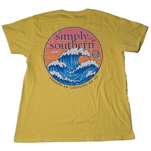 SIMPLY SOUTHERN TIDAL WAVE Men Medium Yellow Cotton Double-Sided T-Shirt NEW
